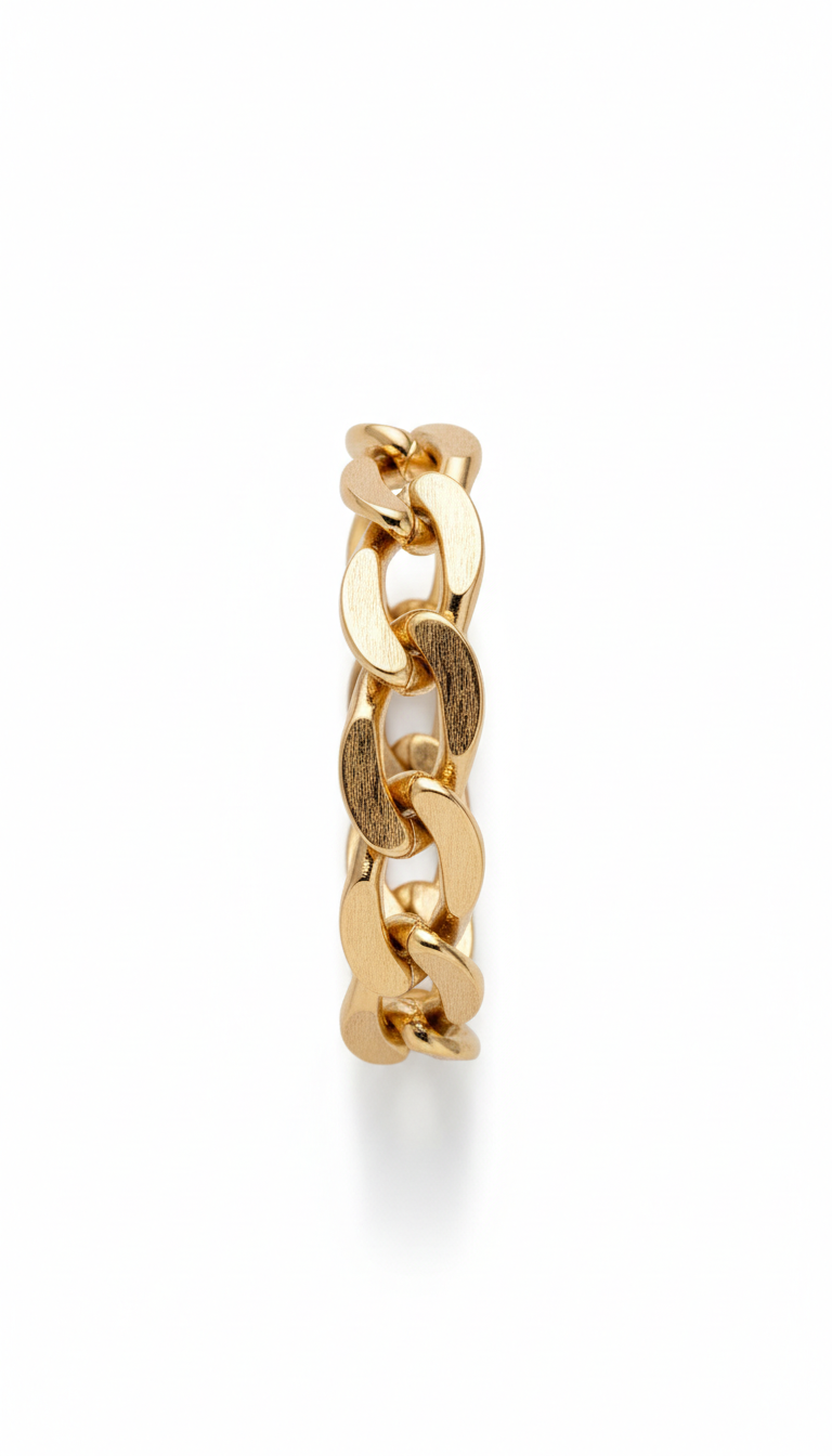 Pulseira elo texturizado ouro 18k